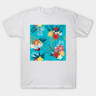 Frangipani lily palm turquoise T-Shirt